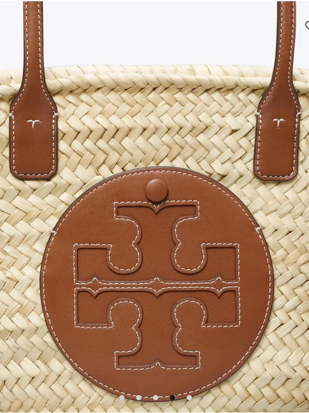 NWT Tory Burch Ella Straw Tote with Brown Leather Logo